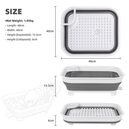Collapsible Dish Rack with Utensil Section Space-Saving Drying Rack for Compact Kitchens & Camping - Image 4
