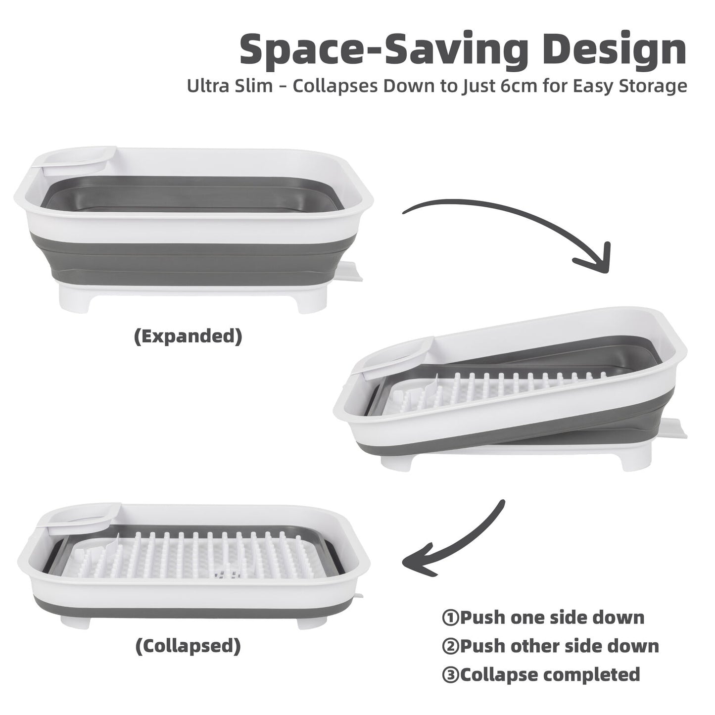 Collapsible Dish Rack with Utensil Section Space-Saving Drying Rack for Compact Kitchens & Camping - Image 7
