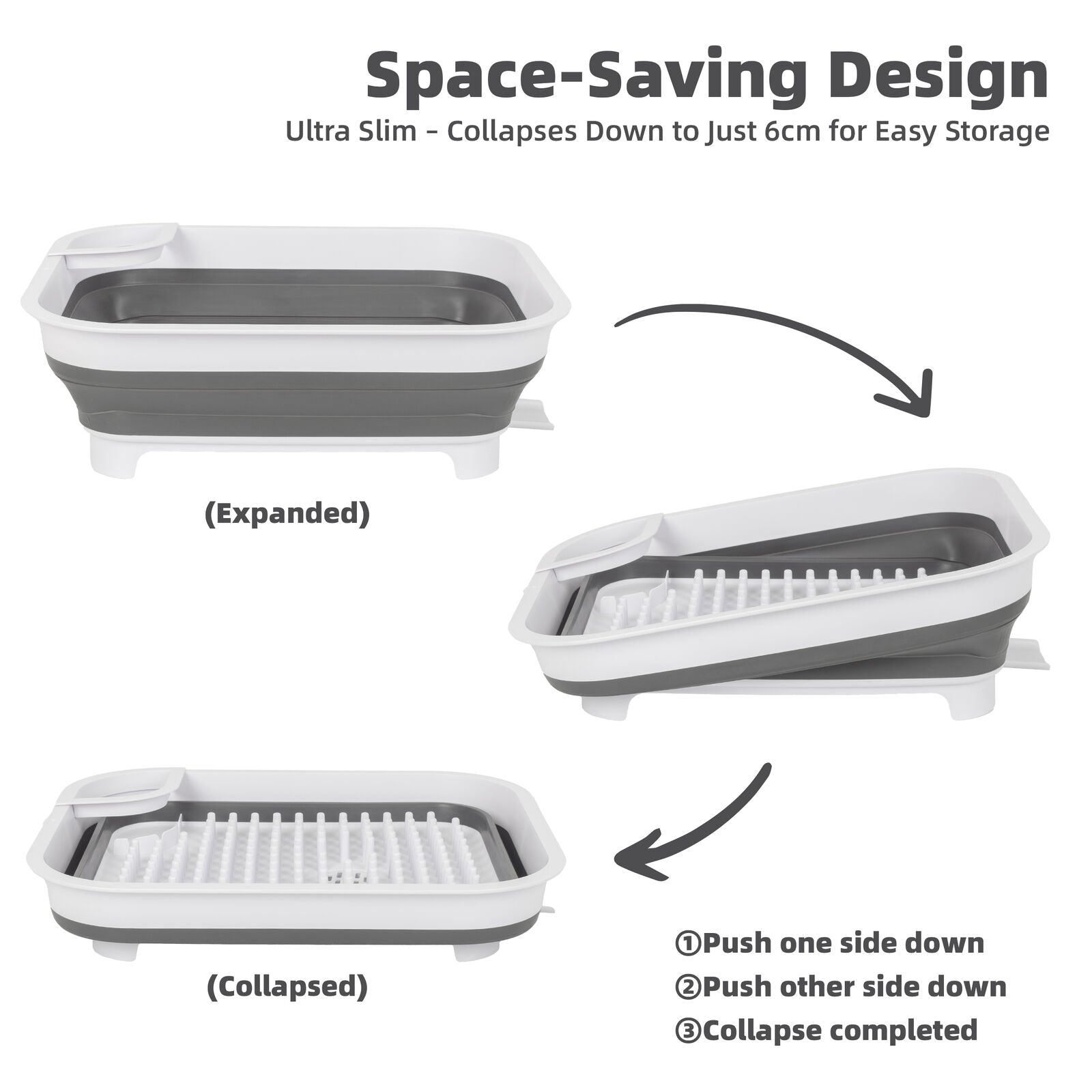Collapsible Dish Rack with Utensil Section Space-Saving Drying Rack for Compact Kitchens & Camping - Image 7