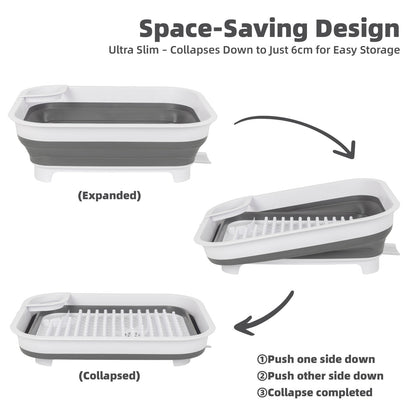 Collapsible Dish Rack with Utensil Section Space-Saving Drying Rack for Compact Kitchens & Camping - Image 7