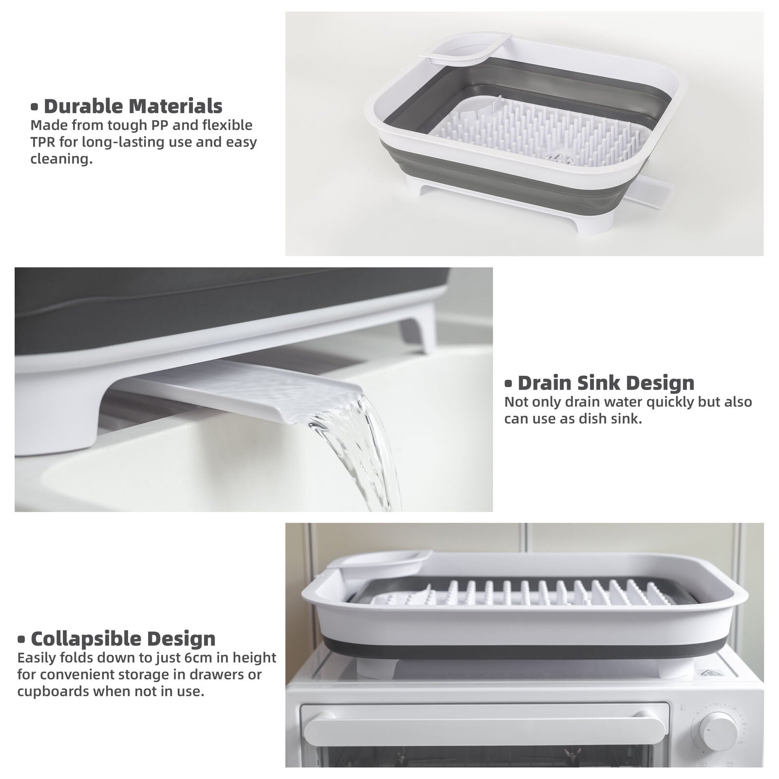 Collapsible Dish Rack with Utensil Section Space-Saving Drying Rack for Compact Kitchens & Camping - Image 9