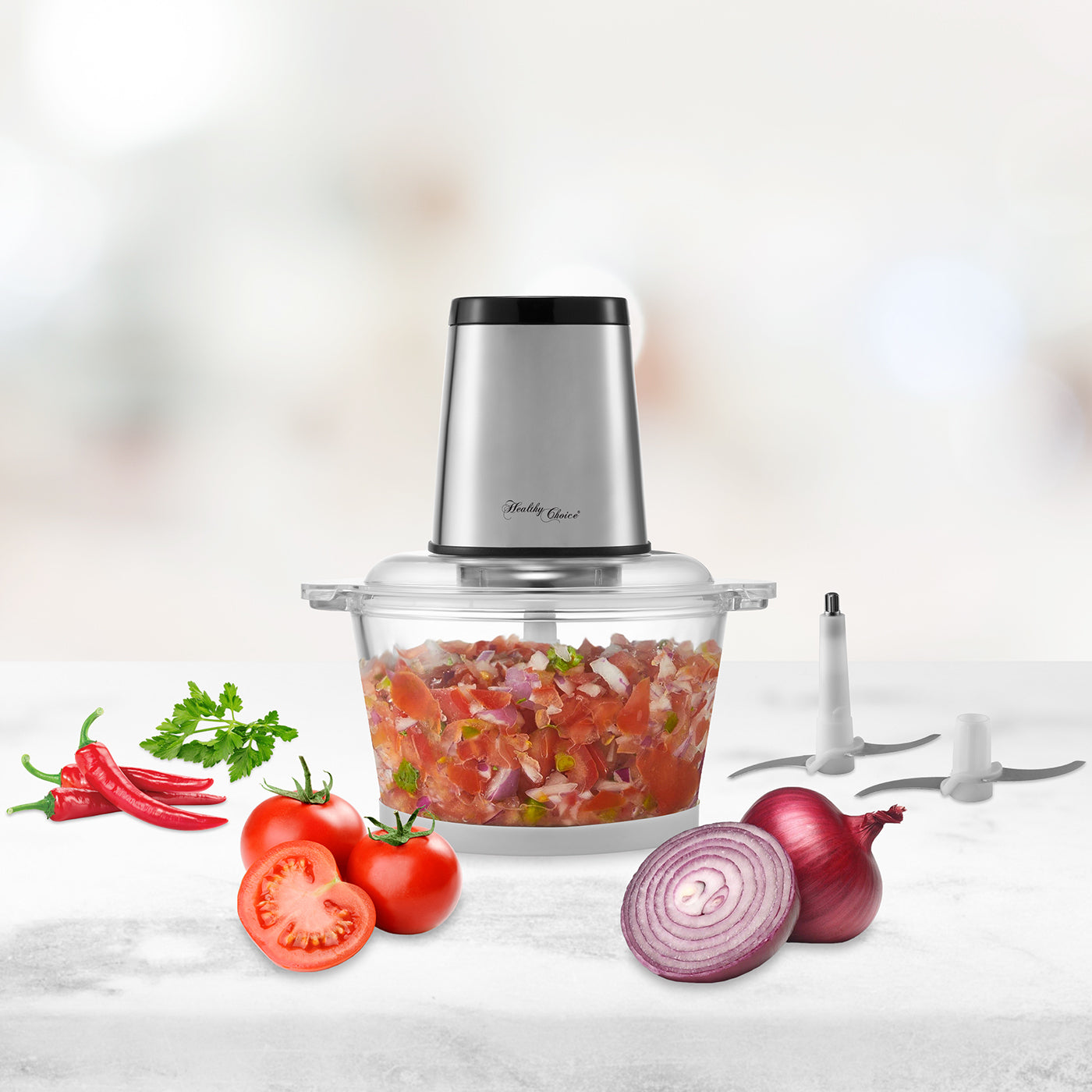 Large Powerful Food Chopper/ Stainless Steel/ 2kg Capacity/ 300W - Image 5