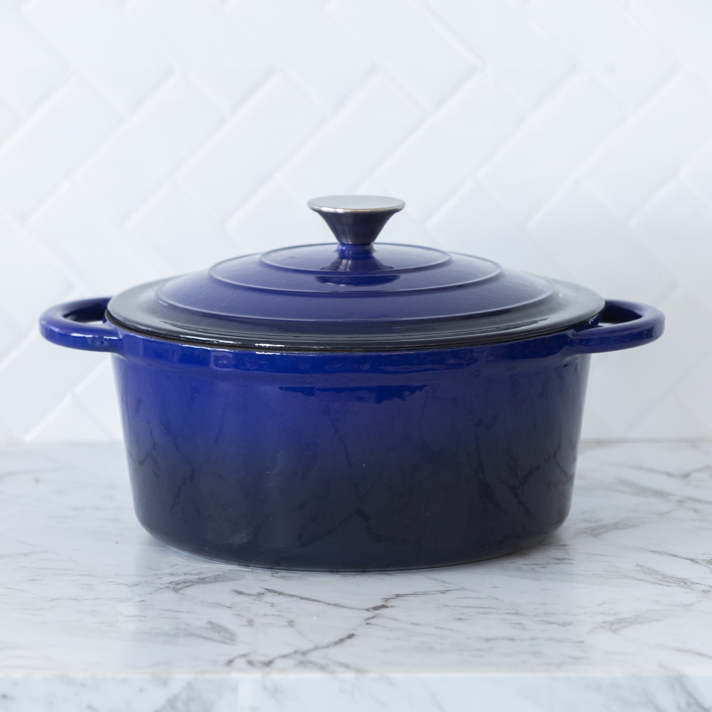 26cm Enamelled Cast Iron French Oven Casserole (4.7L) - Blue - Image 2