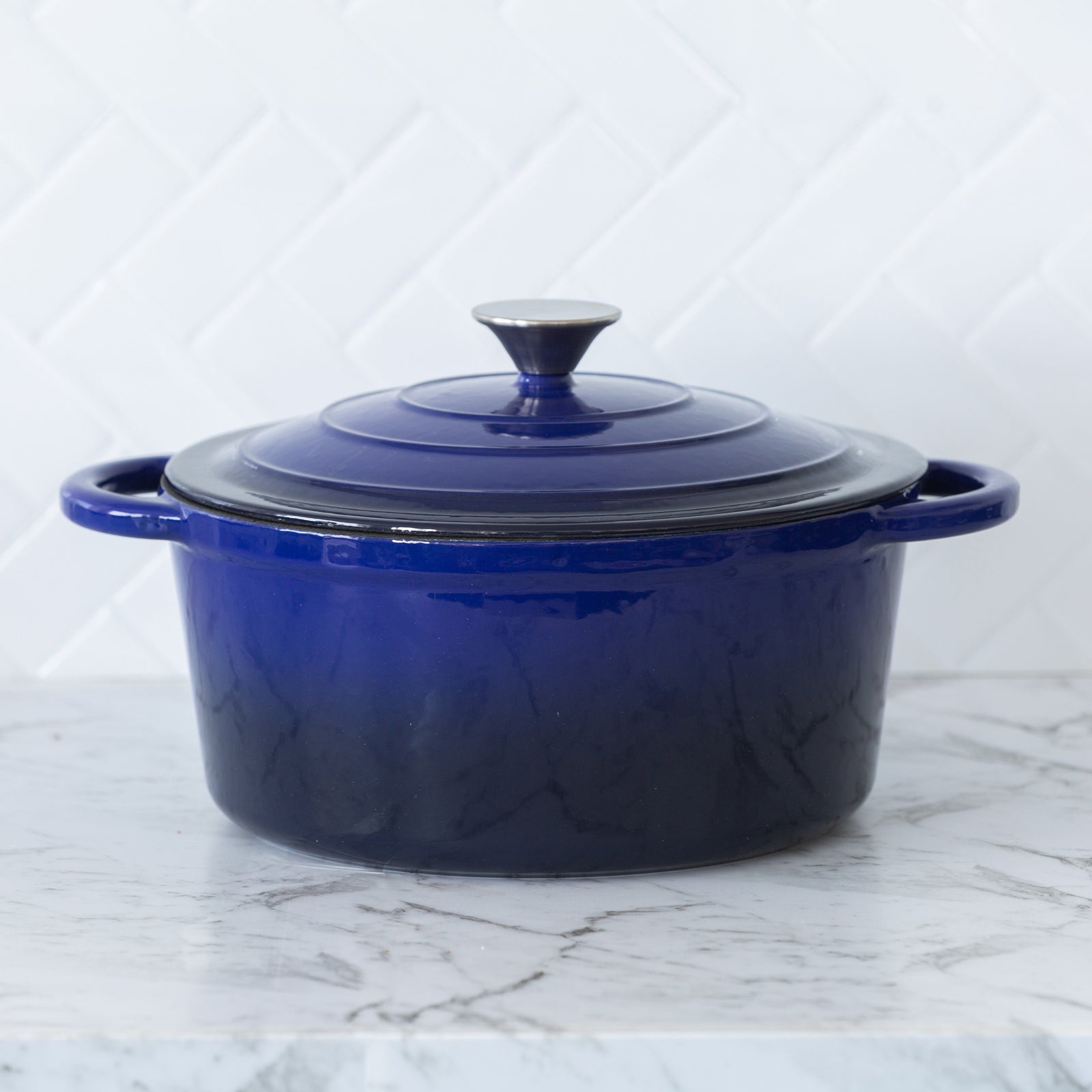 26cm Enamelled Cast Iron French Oven Casserole (4.7L) - Blue - Image 2