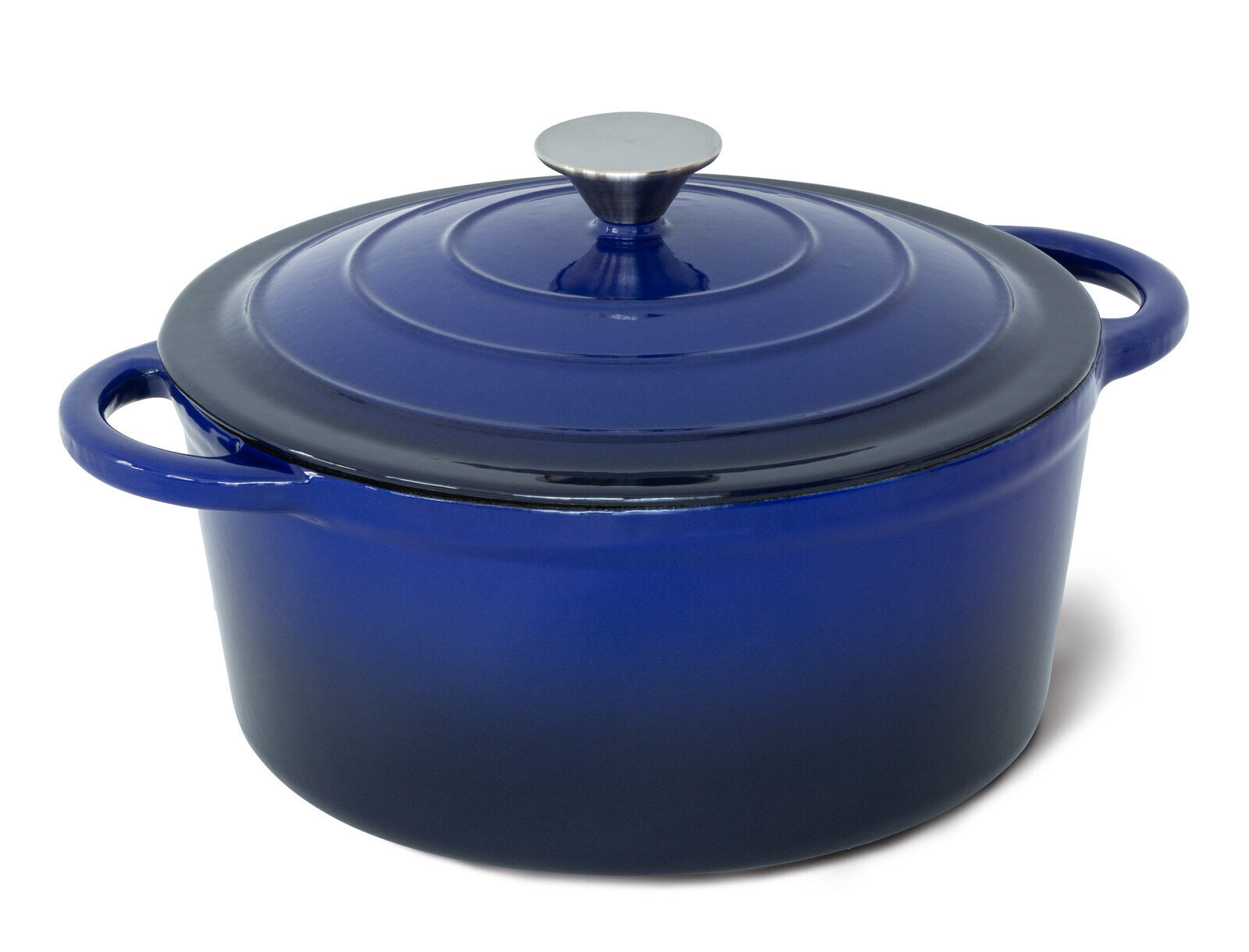 26cm Enamelled Cast Iron French Oven Casserole (4.7L) - Blue - Image 3
