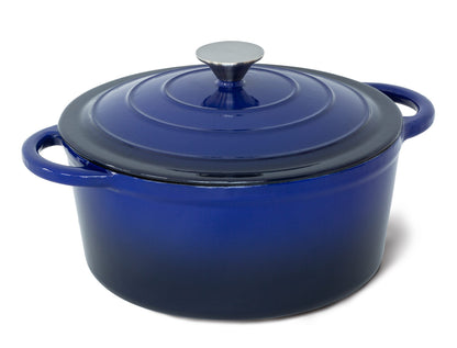26cm Enamelled Cast Iron French Oven Casserole (4.7L) - Blue - Image 3