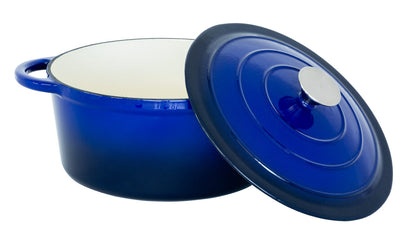 26cm Enamelled Cast Iron French Oven Casserole (4.7L) - Blue - Image 4
