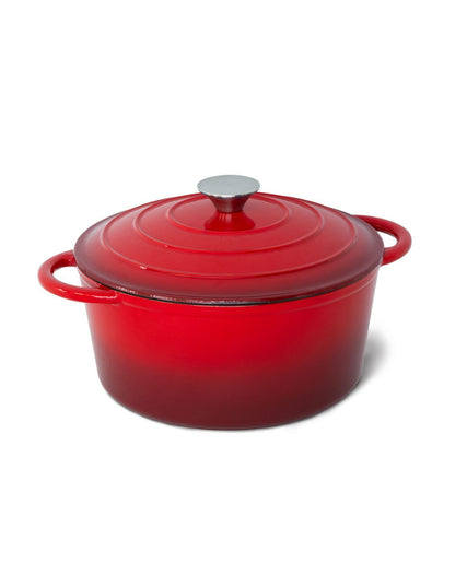 26cm Enamelled Cast Iron French Oven Casserole (4.7L) - Red - Image 3