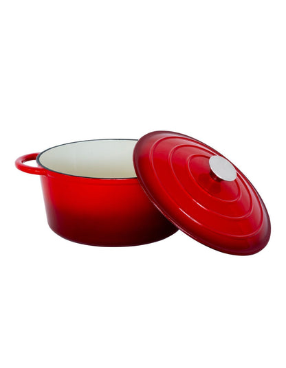 26cm Enamelled Cast Iron French Oven Casserole (4.7L) - Red - Image 4