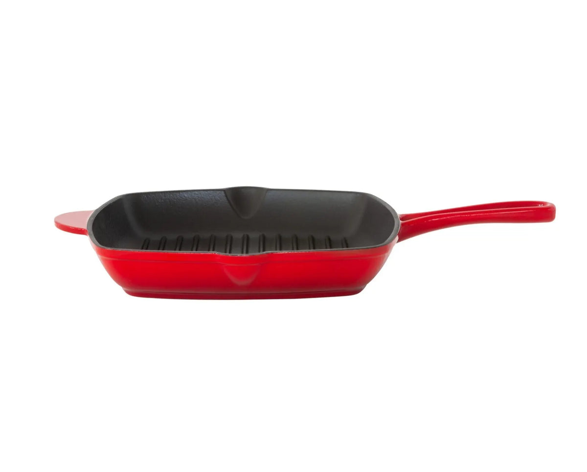 Enamelled Cast Iron Square Grill Pan (44 x 30 x 4.7 cm) - Red - Image 3