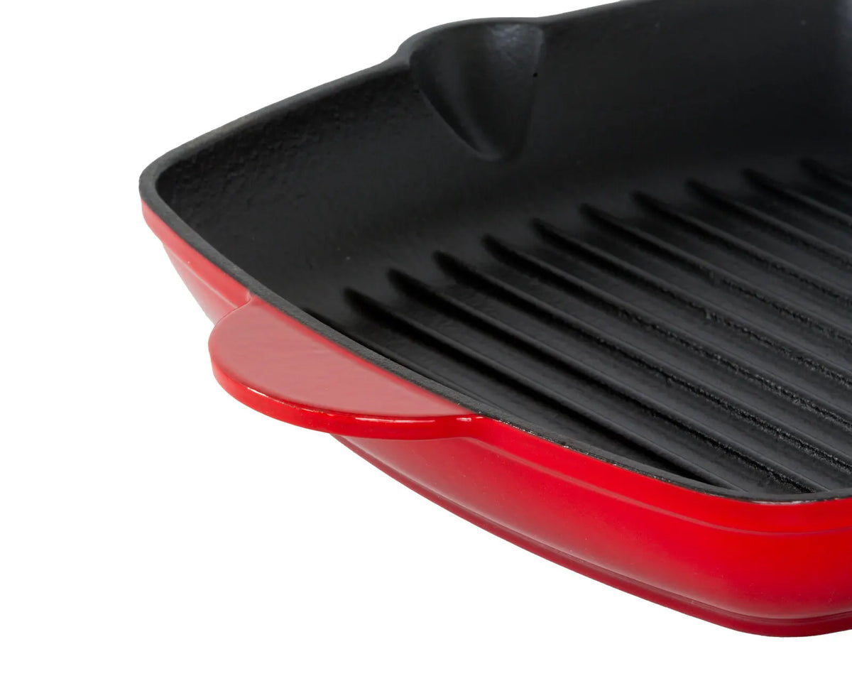 Enamelled Cast Iron Square Grill Pan (44 x 30 x 4.7 cm) - Red - Image 5