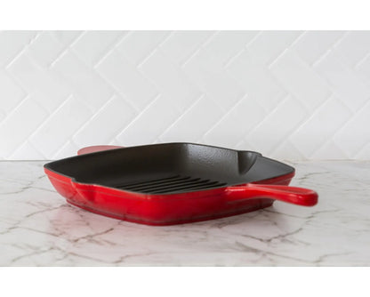 Enamelled Cast Iron Square Grill Pan (44 x 30 x 4.7 cm) - Red - Image 6