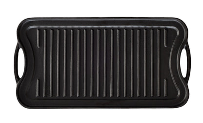 Oil-seasoned Ready to use 50.7x25.8cm Reversible Cast Iron Grill - Black - Image 4