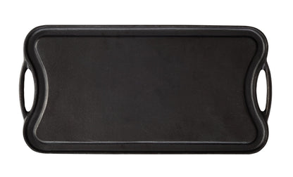 Oil-seasoned Ready to use 50.7x25.8cm Reversible Cast Iron Grill - Black - Image 5