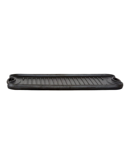 Oil-seasoned Ready to use 50.7x25.8cm Reversible Cast Iron Grill - Black - Image 6