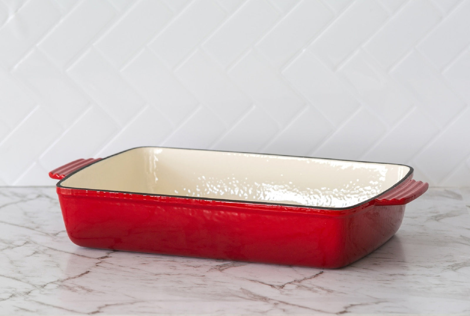 Enamelled Cast Iron 38.5x23cm Rectangular Roaster (3.4L) - Red - Image 2