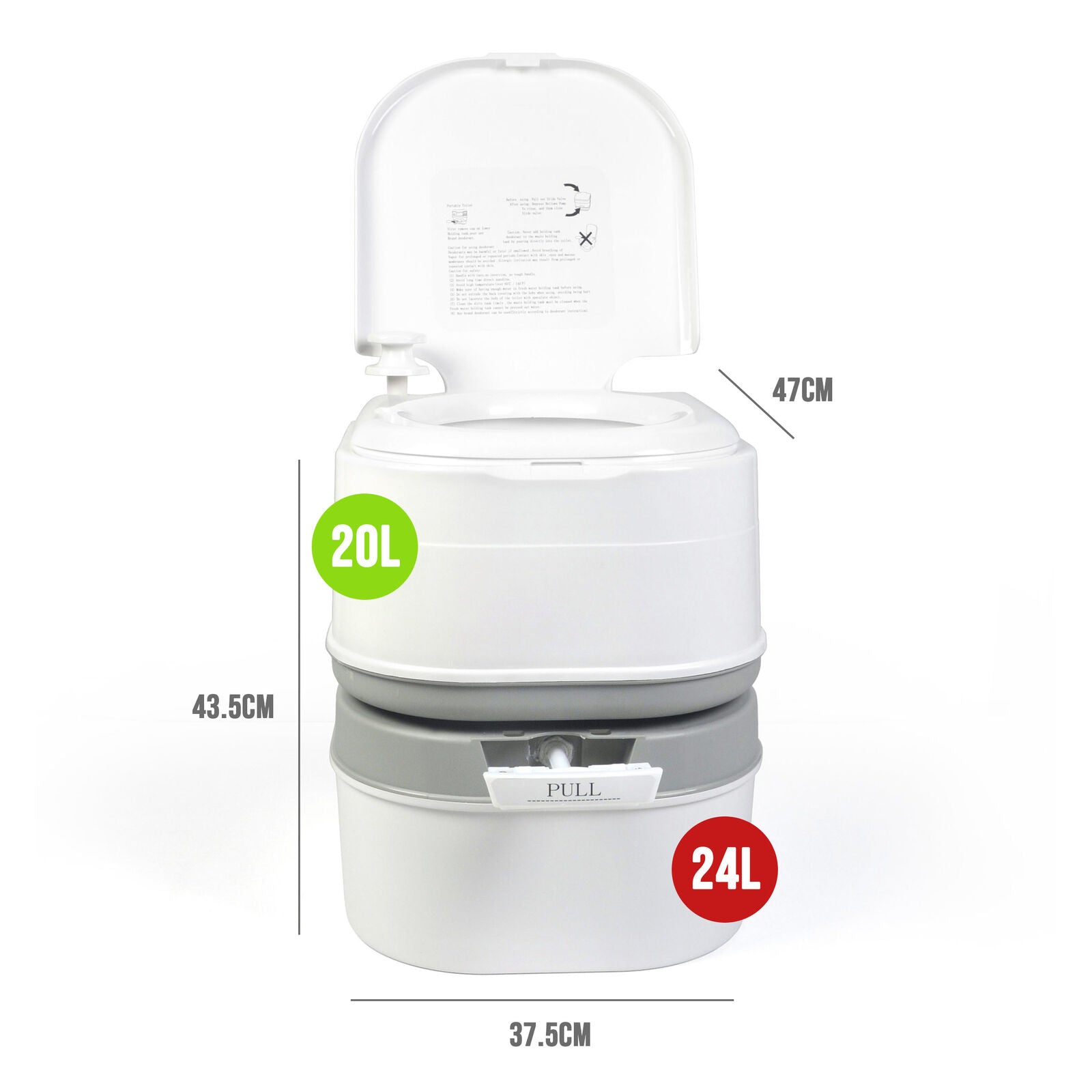 24L Portable Camping, Caravanning Toilet with Odour-Resistant Seal - Image 2