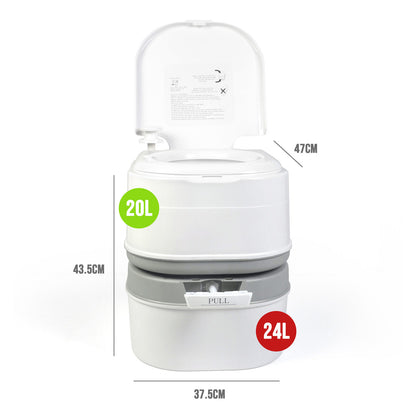 24L Portable Camping, Caravanning Toilet with Odour-Resistant Seal - Image 2