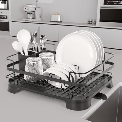 Steel Frame Dish Drying Rack Durable Steel Frame, Removable Utensil Holder, Compact Size for Small Kitchens & Apartments - Image 3