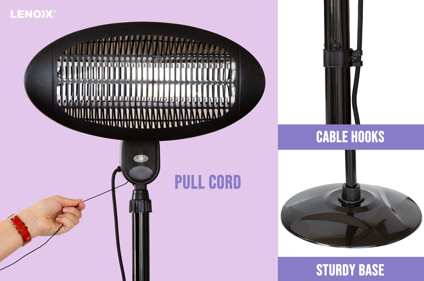 2000W 2.1m Free Standing Adjustable Portable Outdoor Electric Patio Heater Black - Image 4