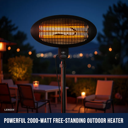 2000W 2.1m Free Standing Adjustable Portable Outdoor Electric Patio Heater Black - Image 5