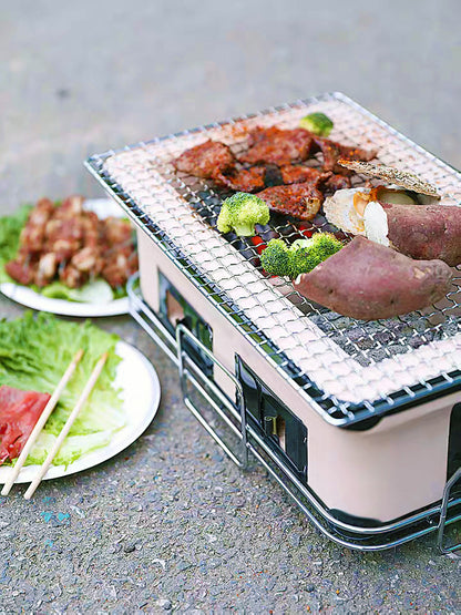 Portable Hibachi Tabletop Grill Dual Charcoal BBQ Chambers - Image 2