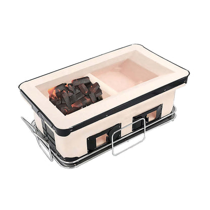Portable Hibachi Tabletop Grill Dual Charcoal BBQ Chambers - Image 3