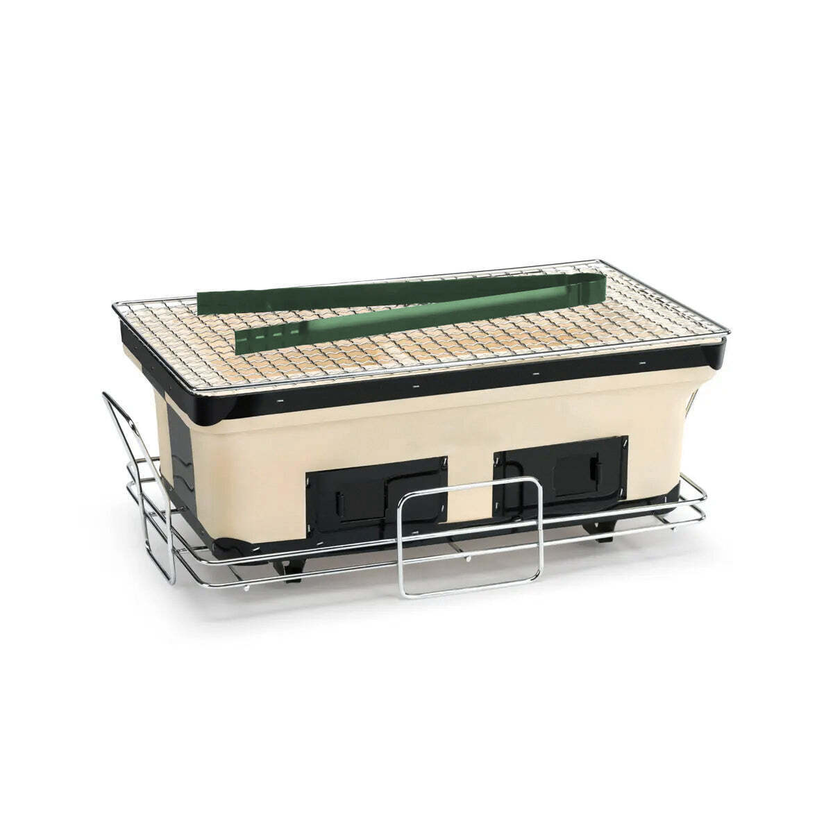 Portable Hibachi Tabletop Grill Dual Charcoal BBQ Chambers - Image 5