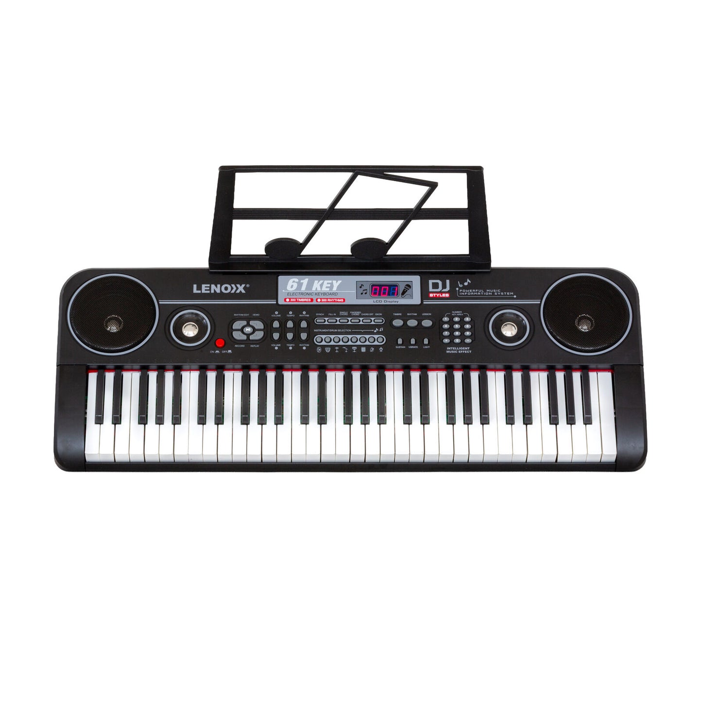 61-Key Electronic Learning Piano Keyboard, Light-Up Keys, LCD Display, with Music Stand Holder - Image 6