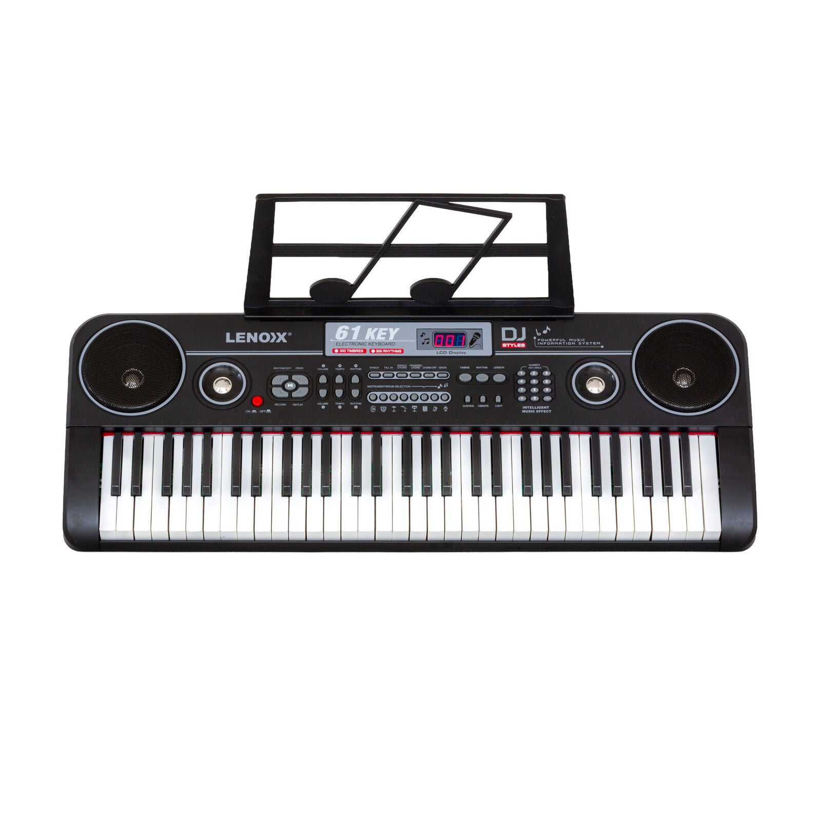 61-Key Electronic Learning Piano Keyboard, Light-Up Keys, LCD Display, with Music Stand Holder - Image 6
