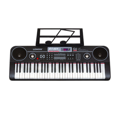 61-Key Electronic Learning Piano Keyboard, Light-Up Keys, LCD Display, with Music Stand Holder - Image 6