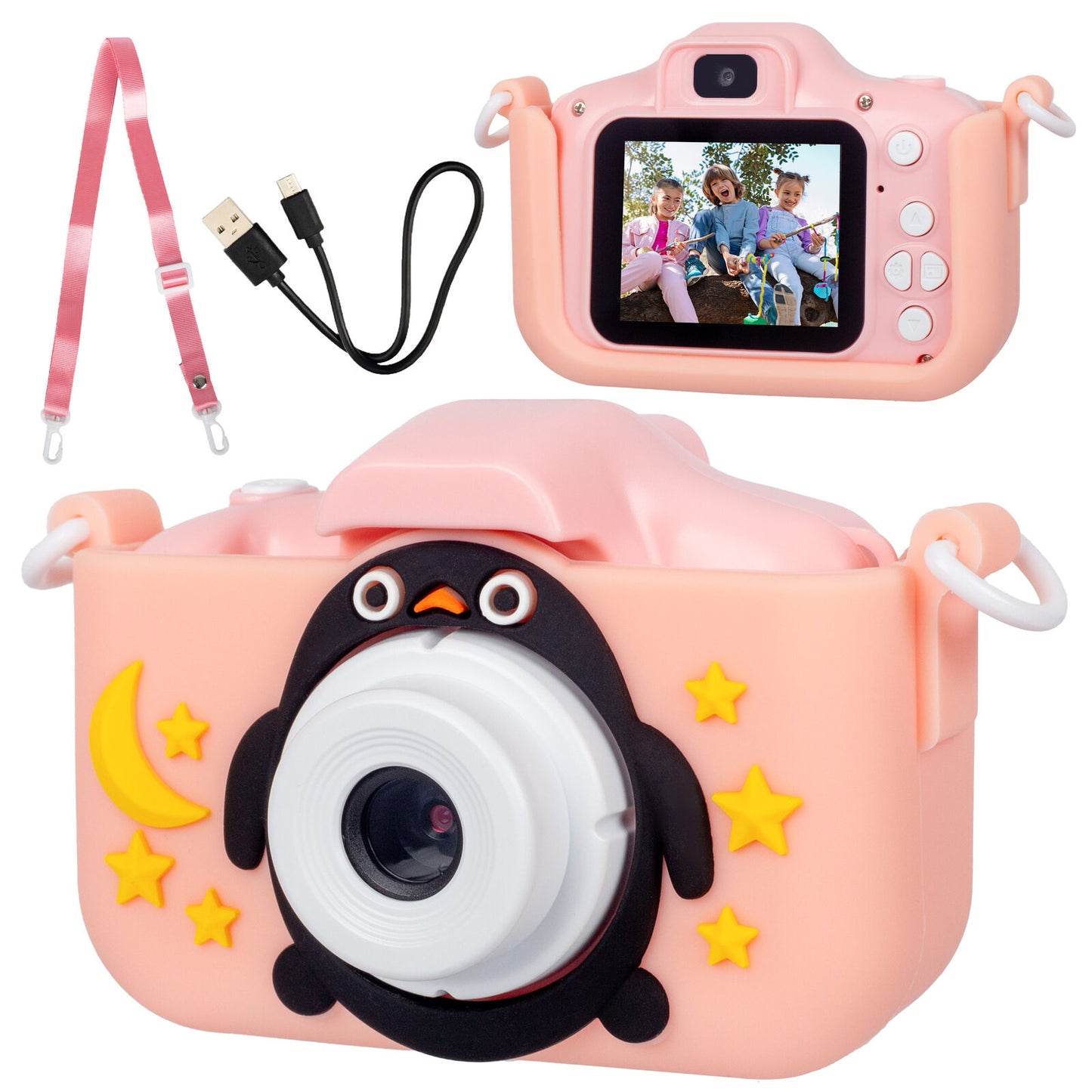Kids Digital Dual Lens Camera, 4x Zoom and HD Video Recording (Pink) - Image 2