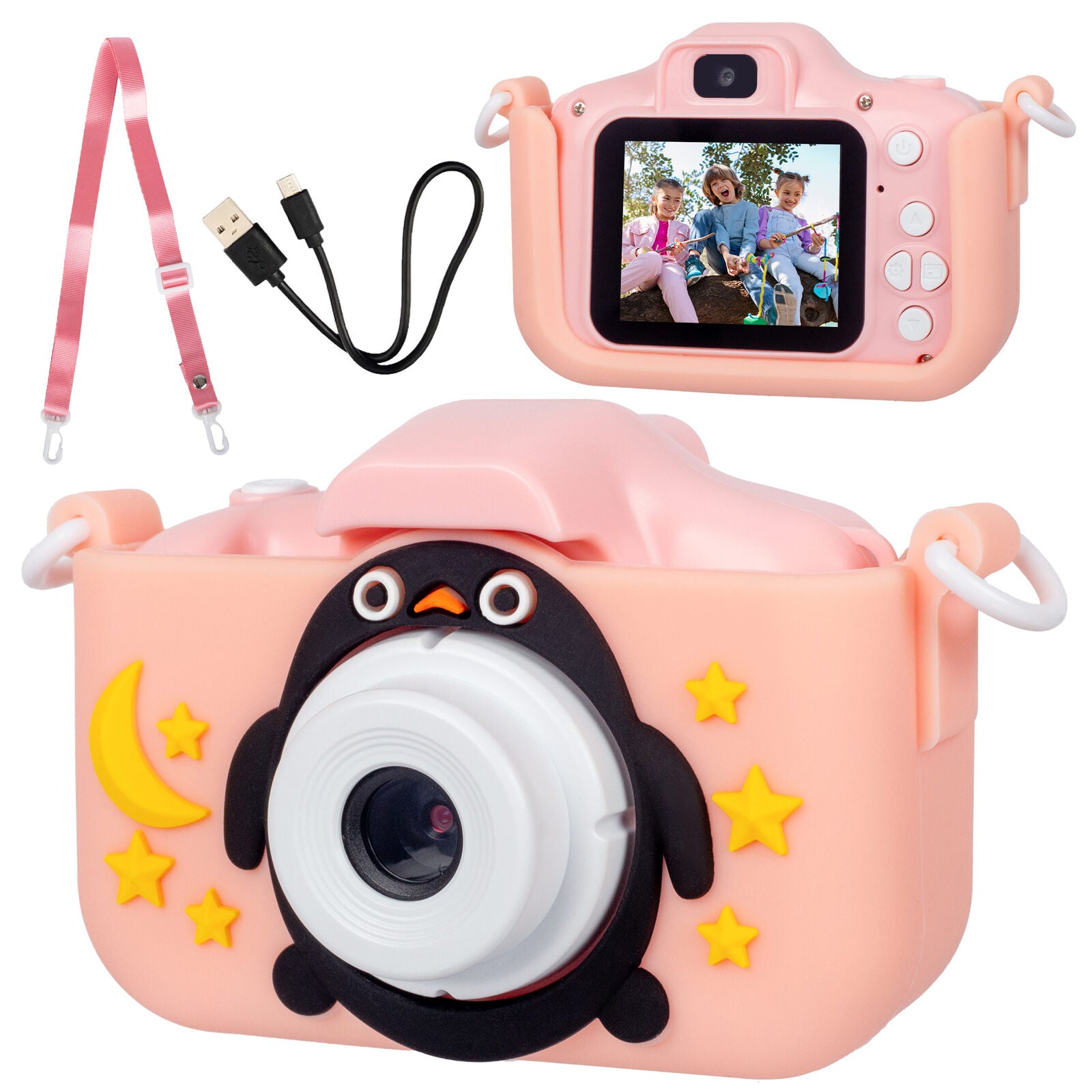 Kids Digital Dual Lens Camera, 4x Zoom and HD Video Recording (Pink) - Image 2