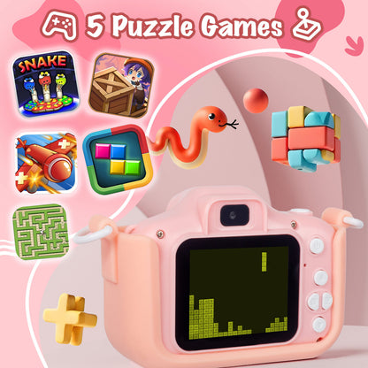 Kids Digital Dual Lens Camera, 4x Zoom and HD Video Recording (Pink) - Image 6