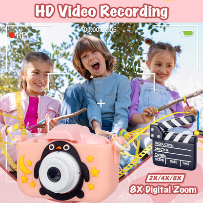 Kids Digital Dual Lens Camera, 4x Zoom and HD Video Recording (Pink) - Image 7