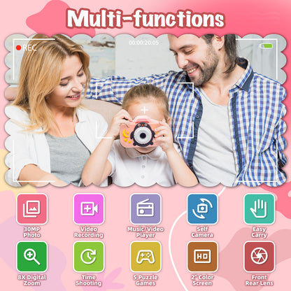 Kids Digital Dual Lens Camera, 4x Zoom and HD Video Recording (Pink) - Image 8