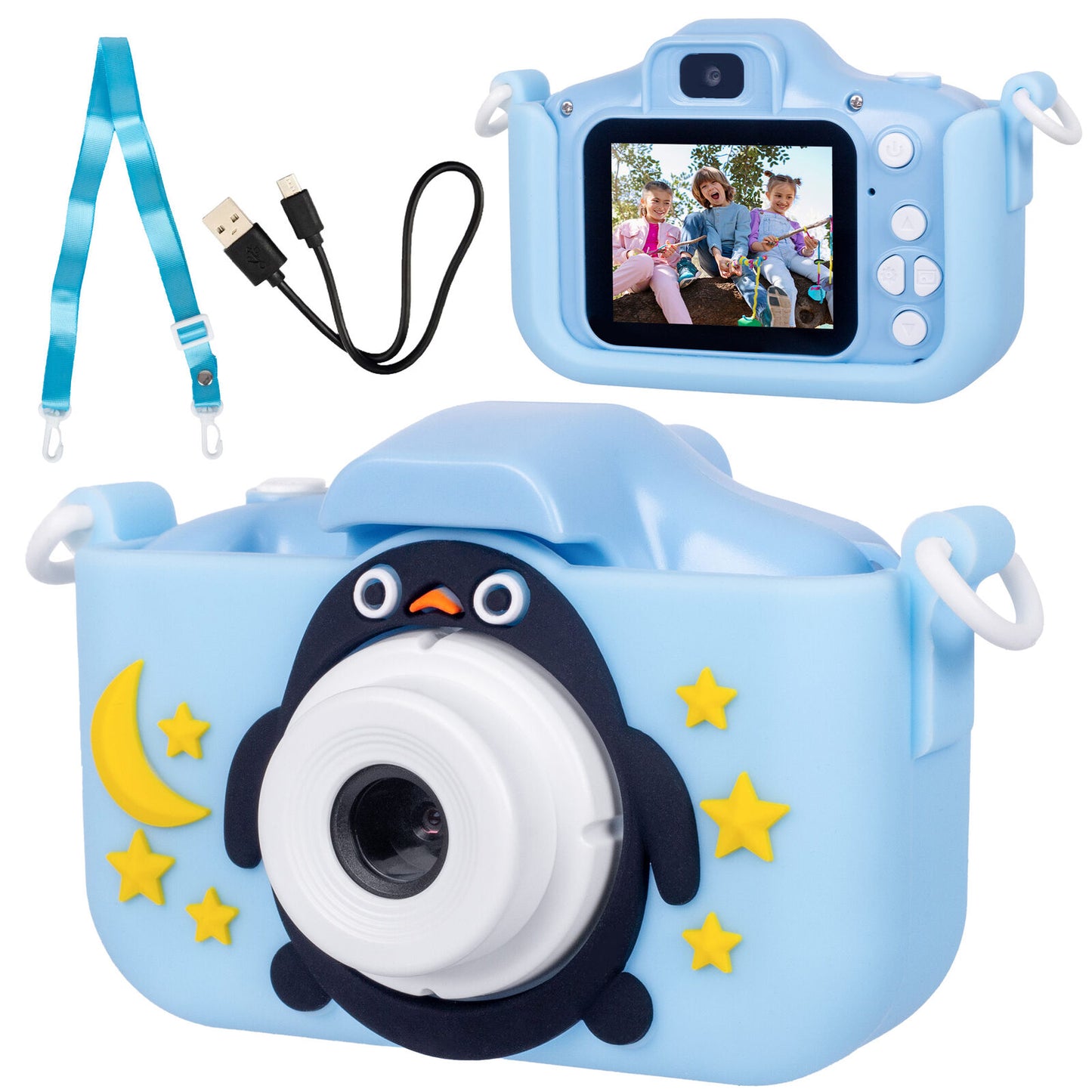 Kids Digital Dual Lens Camera, 4x Zoom and HD Video Recording (Blue) - Image 2