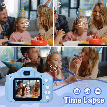 Kids Digital Dual Lens Camera, 4x Zoom and HD Video Recording (Blue) - Image 5
