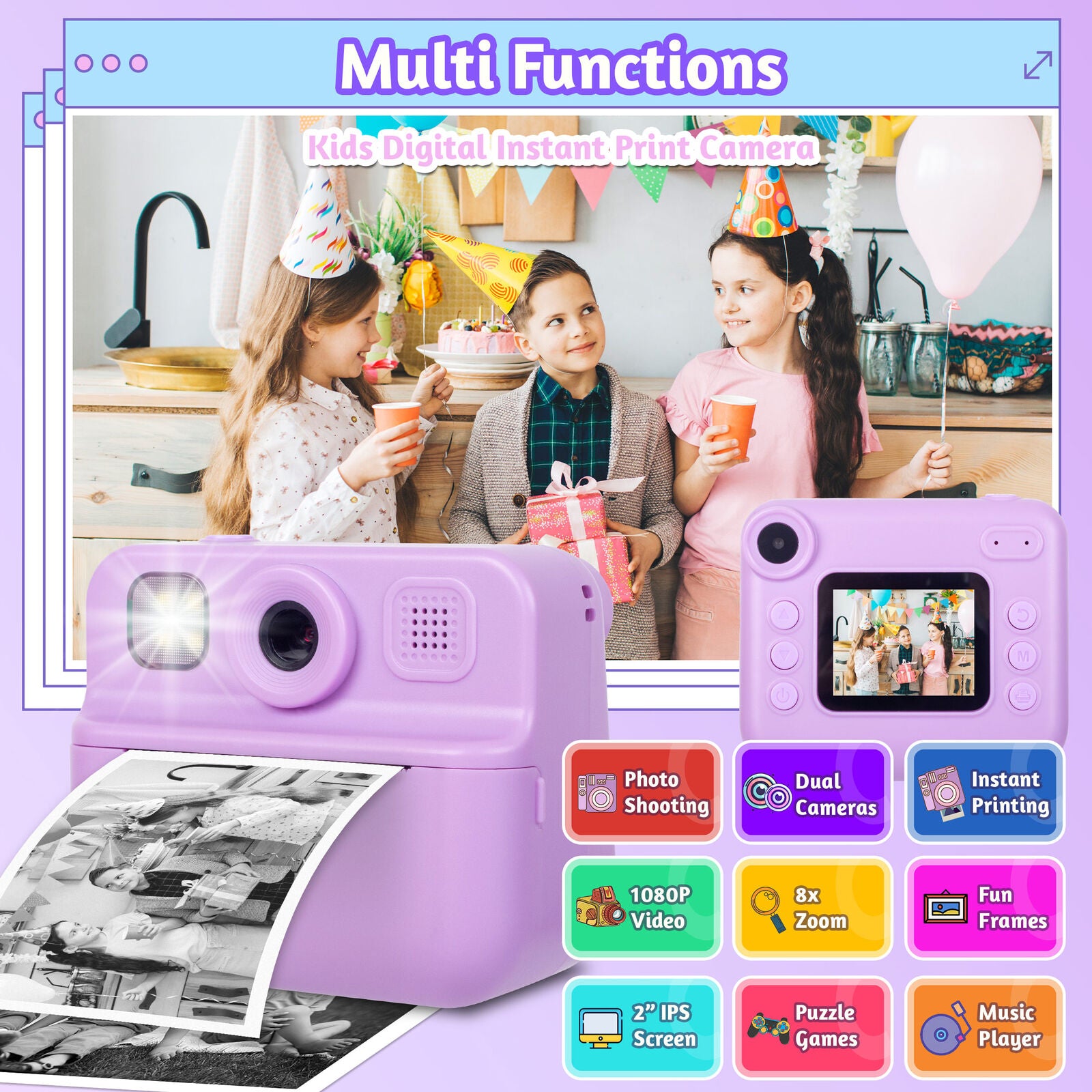 Kids 48MP Instant Print Camera with Dual Lens and 1080P HD Video - Image 3