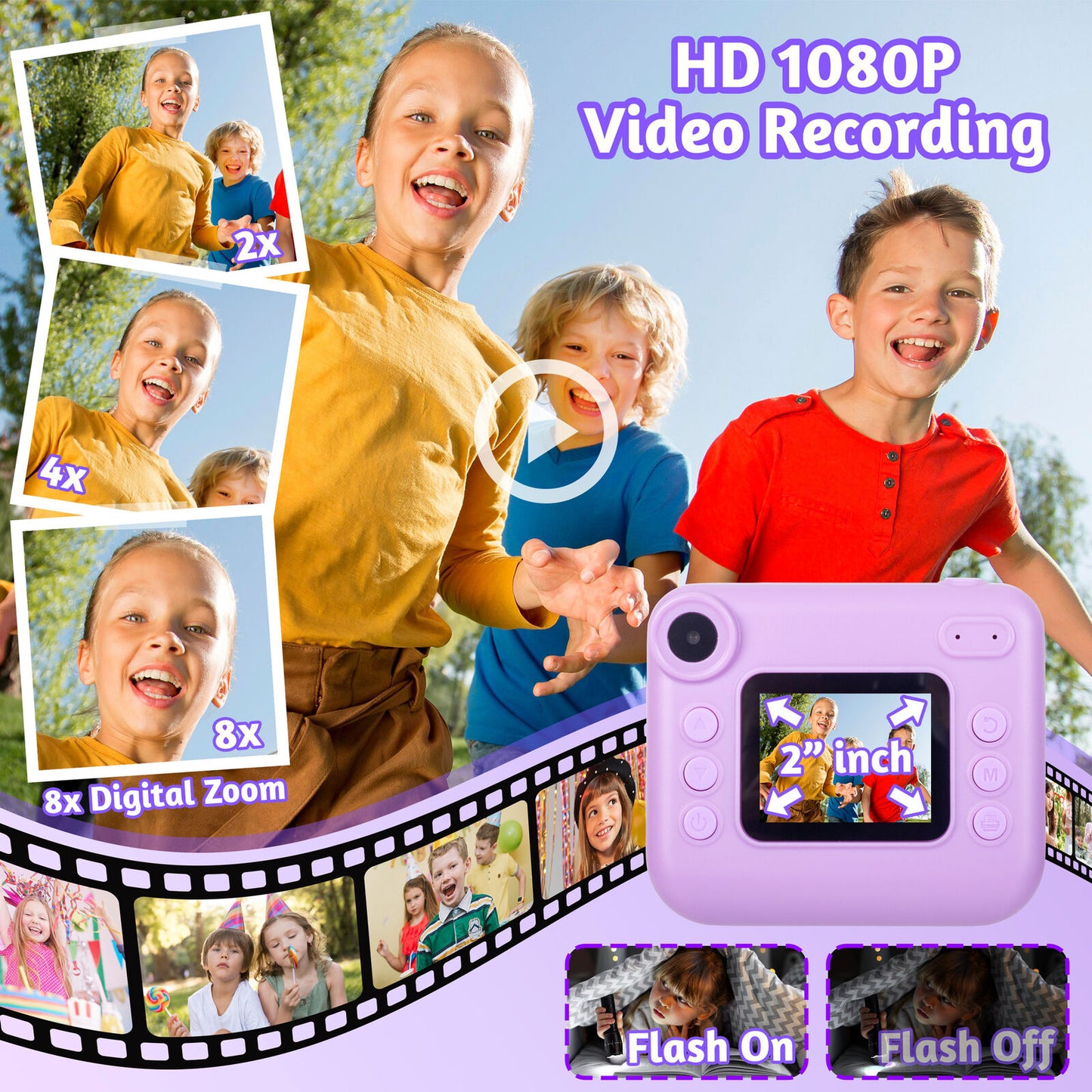 Kids 48MP Instant Print Camera with Dual Lens and 1080P HD Video - Image 4