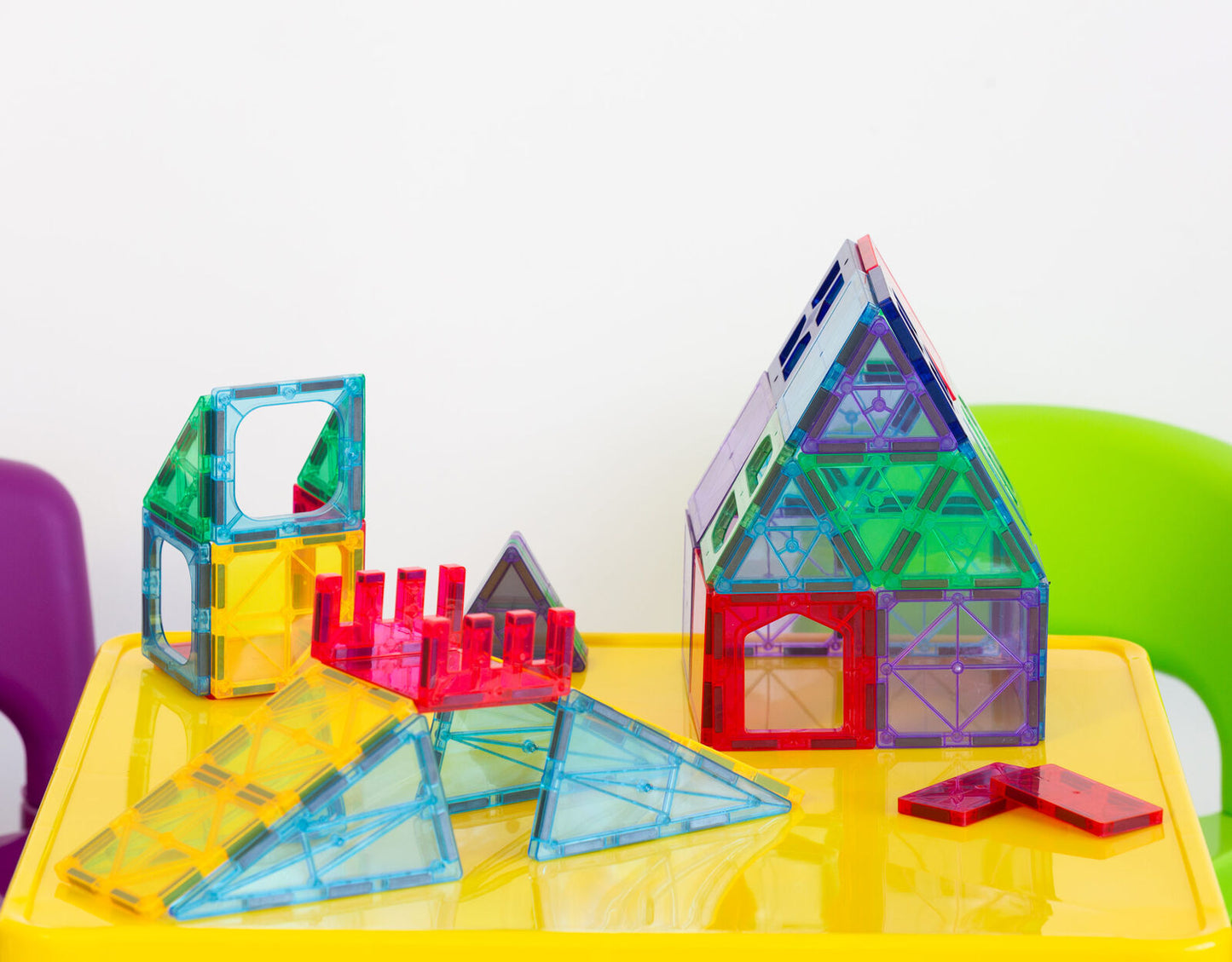 48 Pcs non-toxic STEM Educational, Durable Magnetic Tiles/Puzzle with Storage Bag - Image 2