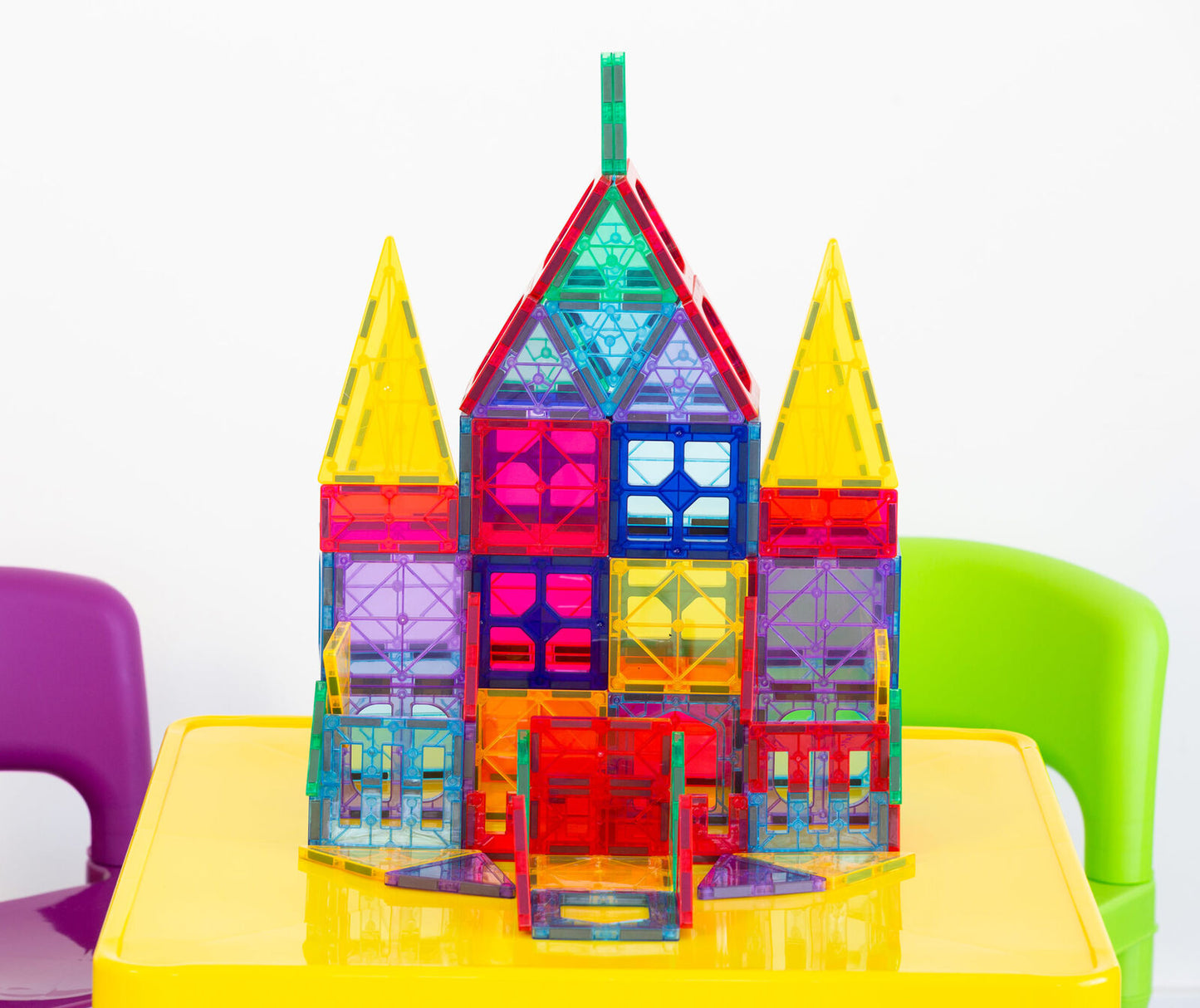 78 Pcs non-toxic STEM Educational, Durable Magnetic Tiles/Puzzle with Storage Bag - Image 2