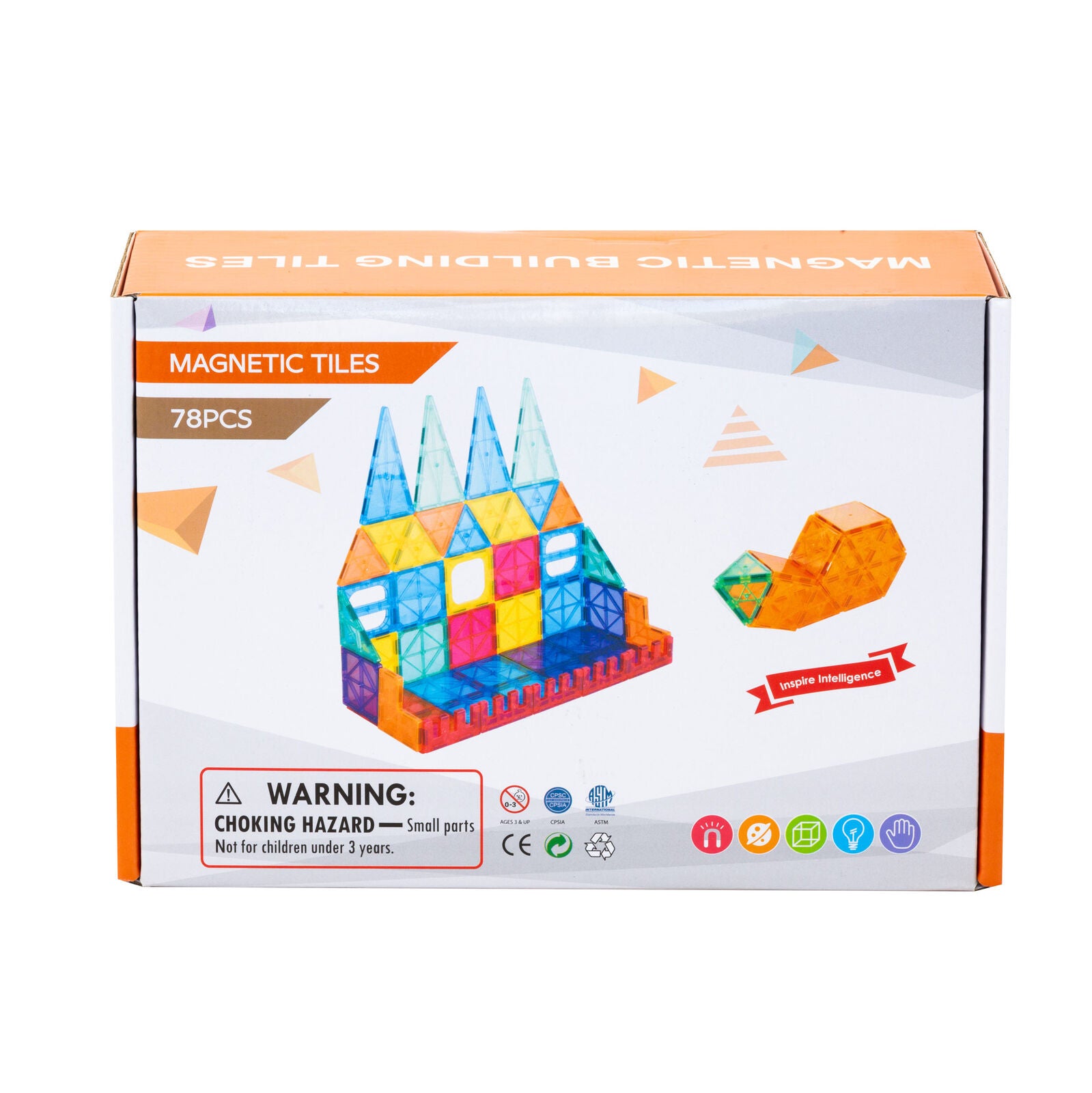 78 Pcs non-toxic STEM Educational, Durable Magnetic Tiles/Puzzle with Storage Bag - Image 5