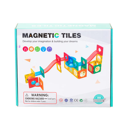 88 Pcs non-toxic STEM Educational, Durable Magnetic Tiles/Puzzle with Storage Bag - Image 6