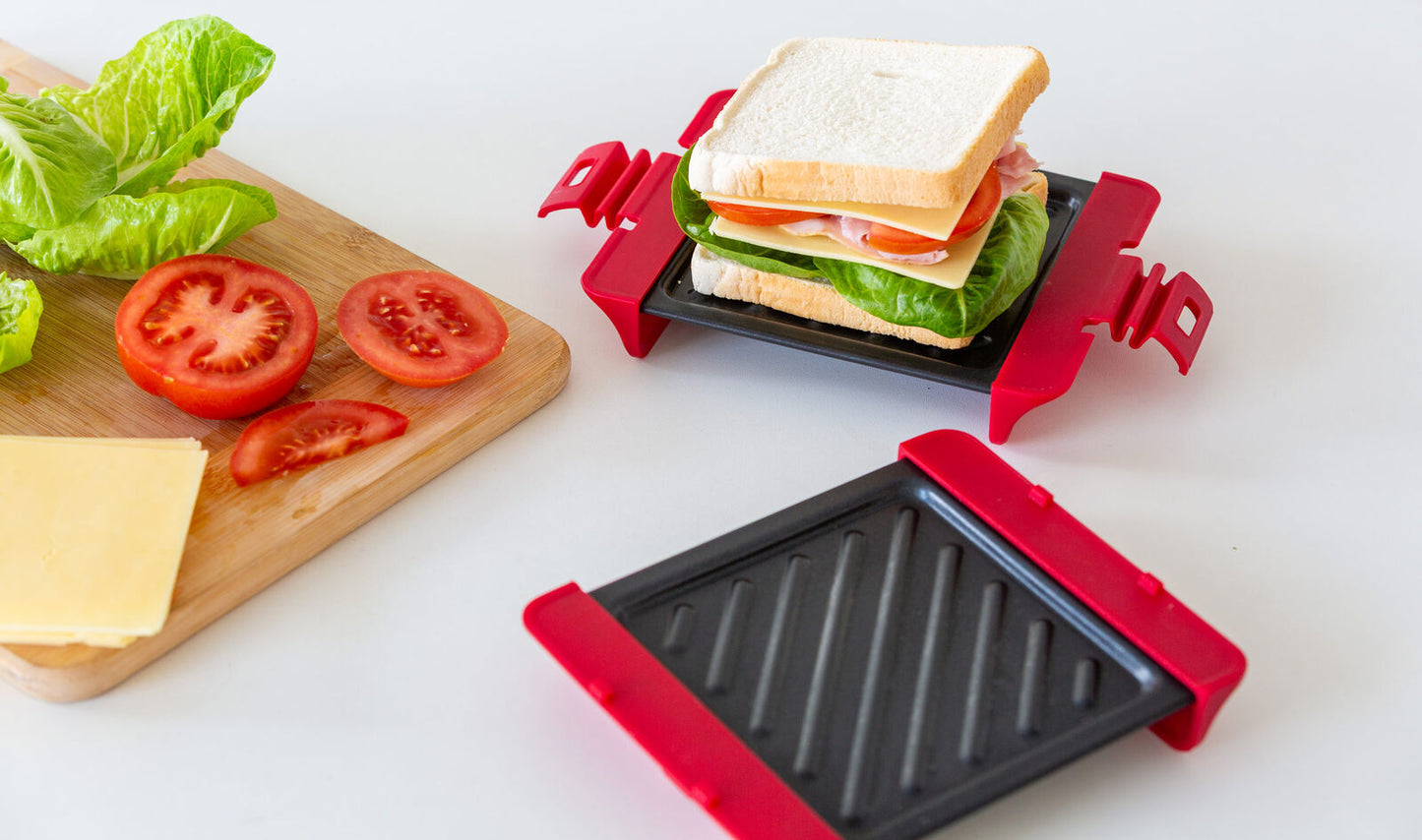 Compact Microwave Sandwich Maker Non-Stick Grill Plates for Quick Meals at Home, Work, or Travel - Image 2
