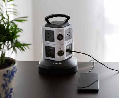 Tower Power Board with 6 Outlets + 2X USB A & 2X USB C - Image 4