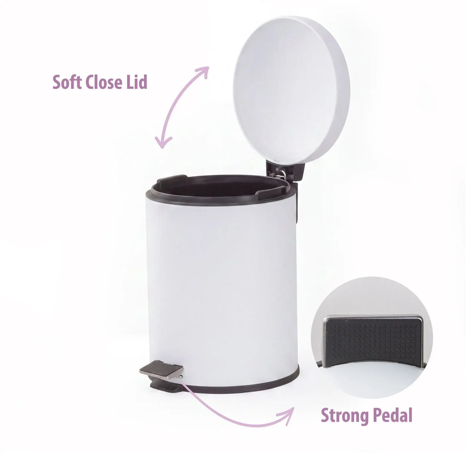 6L Compact Pedal Bin with Stainless Steel and Plastic Construction - Image 4