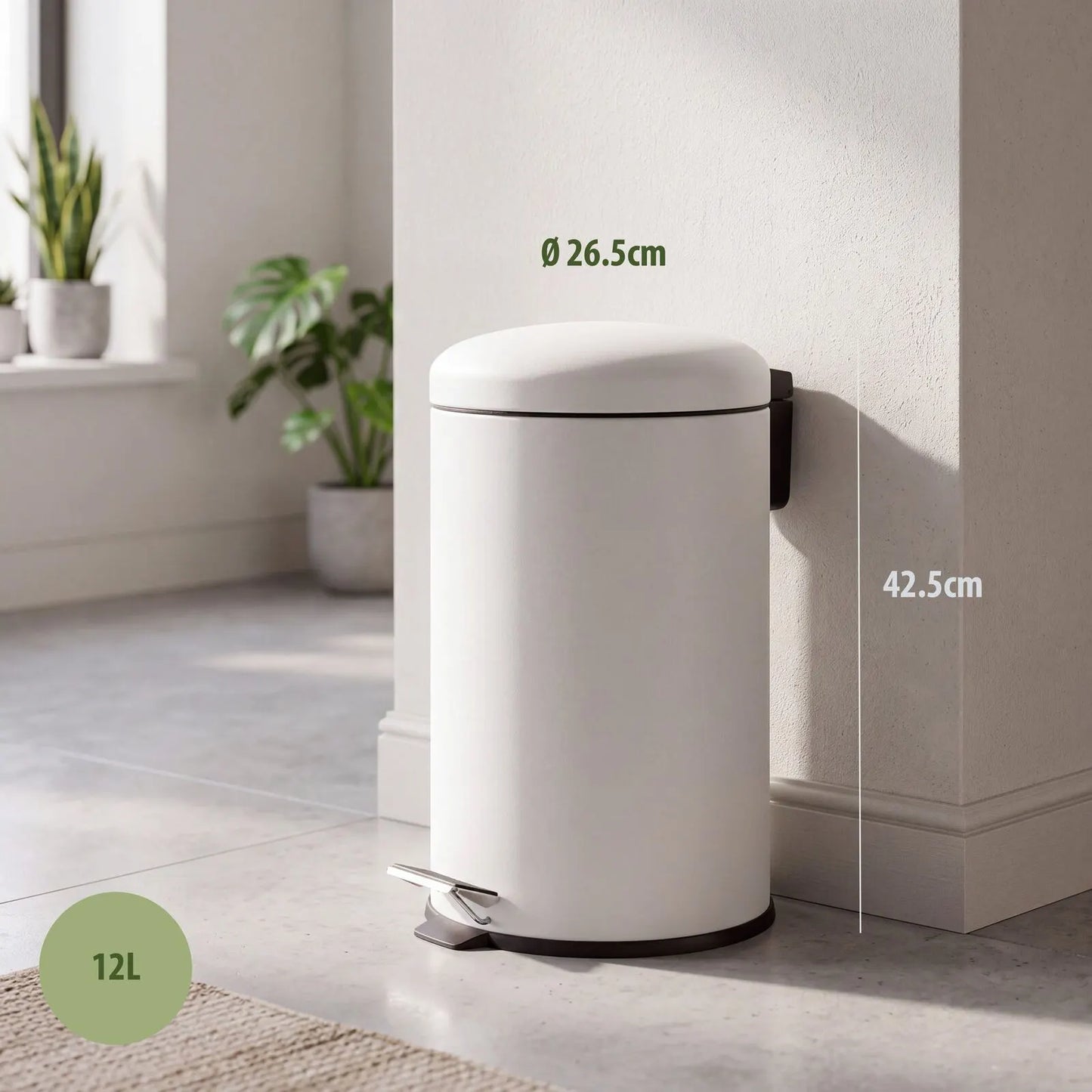 12L Pedal Bin with Stainless Steel and Plastic Construction - Image 2