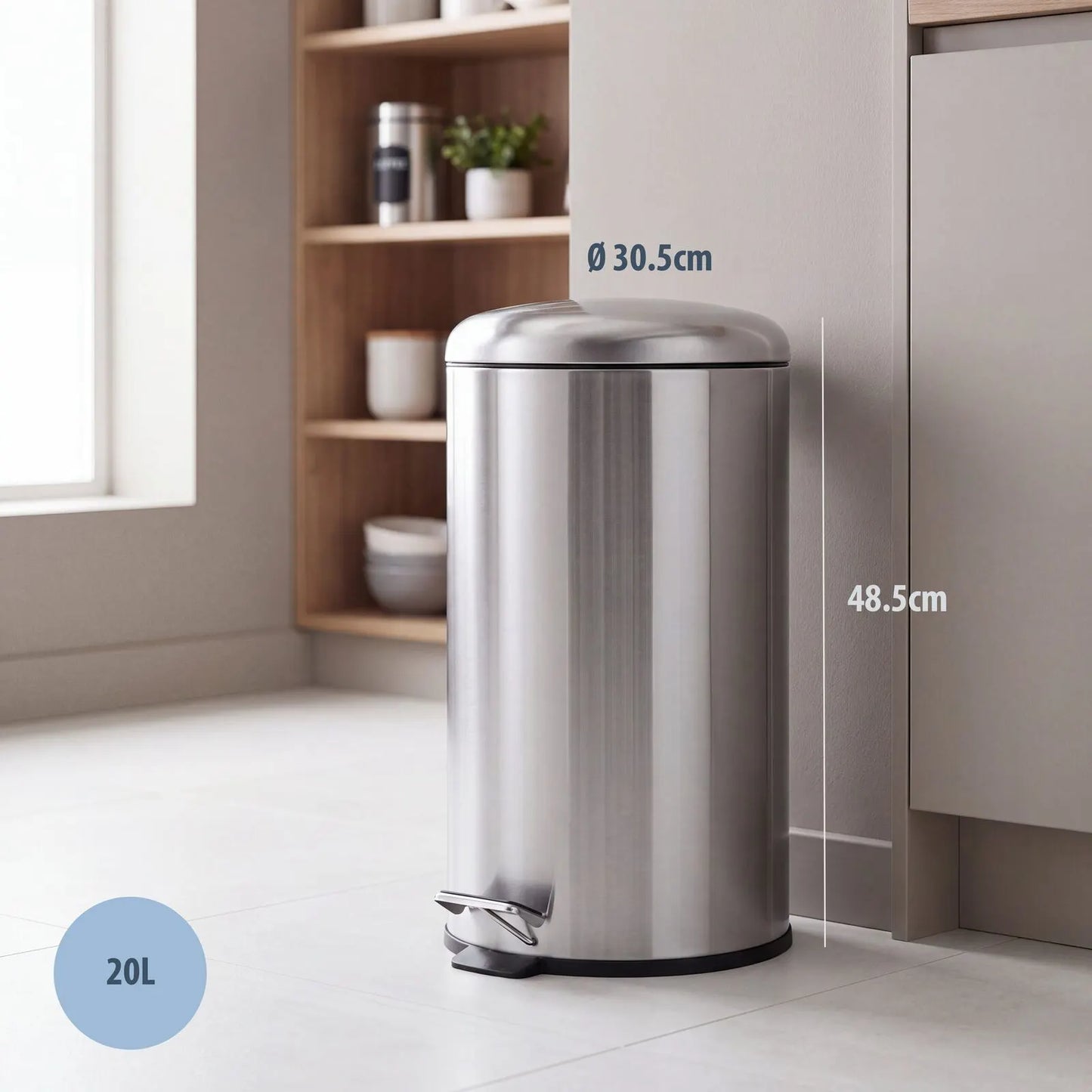 20L Pedal Bin with Stainless Steel and Plastic Construction - Image 2