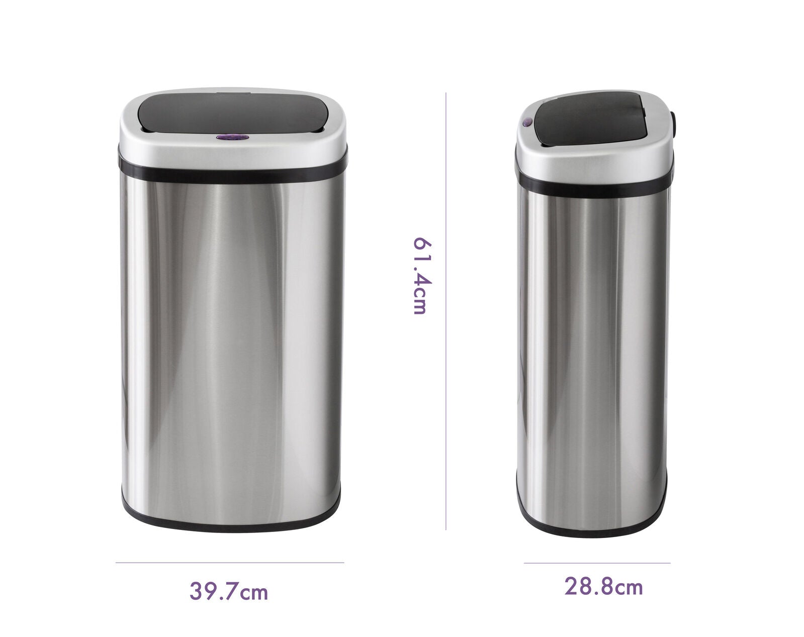 50L Stainless Steel Motion Sensor Rubbish Bin - Image 2